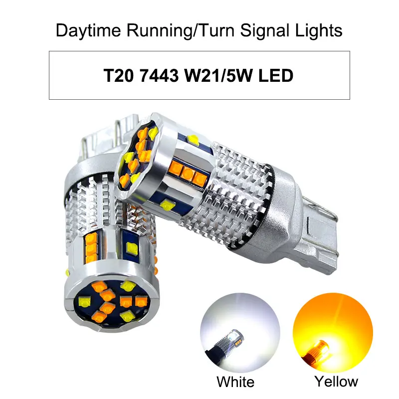 2 шт. двойной цвет 1157 BAY15D P21/5 Вт Led T20 7443 W21/5 Вт Светодиодная лампа T25 3157 P27/7 Вт Автомобильная DRL Поворотная сигнальная лампа авто лампы 12 В - Испускаемый цвет: 7443 T20