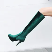 YMECHIC/ г., модные пикантные женские высокие сапоги на платформе, на высоком каблуке, зеленого, красного, коричневого цвета Женская осенне-зимняя обувь высокие сапоги до колена