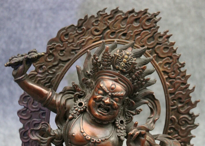

S4864 11" Chinese Pure Bronze Buddhiam Temple Vajra Mahakala Buddha Dharmapala Statue D0318