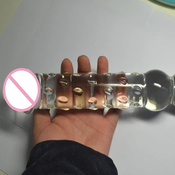 12*2.2 inch large glass dildo +3 anal beads,huge double dildo dong fake penis dick,giant dildos for woman lesbian gay sex toys 5