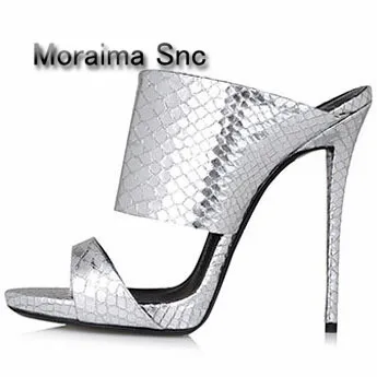 Moraima Snc/брендовые шлепанцы в римском стиле с узором змеиной кожи однотонные без