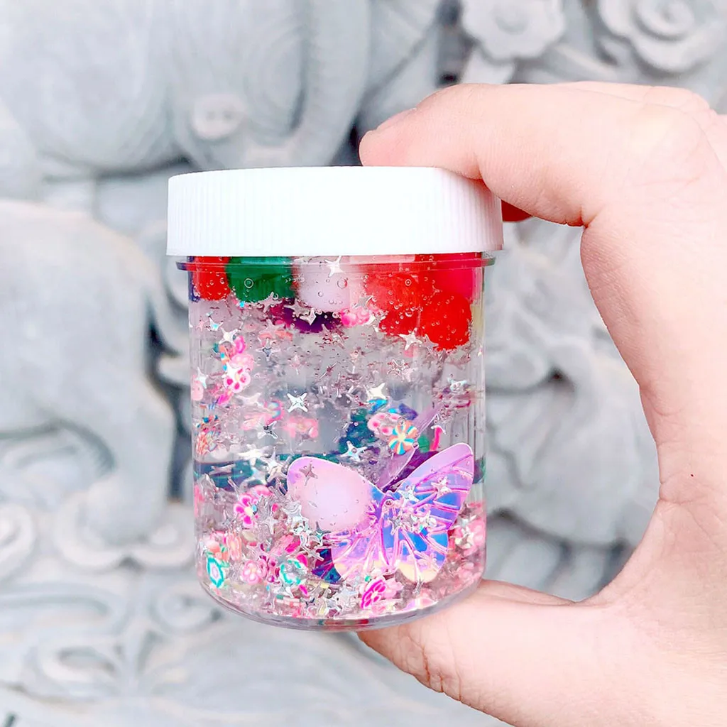 

Clay Slime DIY Soft Cotton Cloud Slime Flash Butterfly Flowers Charms Shine Pretty Slime Kids Toy Gift #K17