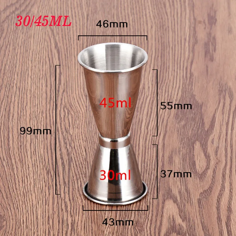 Чашка из нержавеющей стали, мерный стаканчик для коктейлей, двойной мерный стаканчик, мерный стакан для напитков, 3 стильные дополнительные размеры - Цвет: 30ml 45ml
