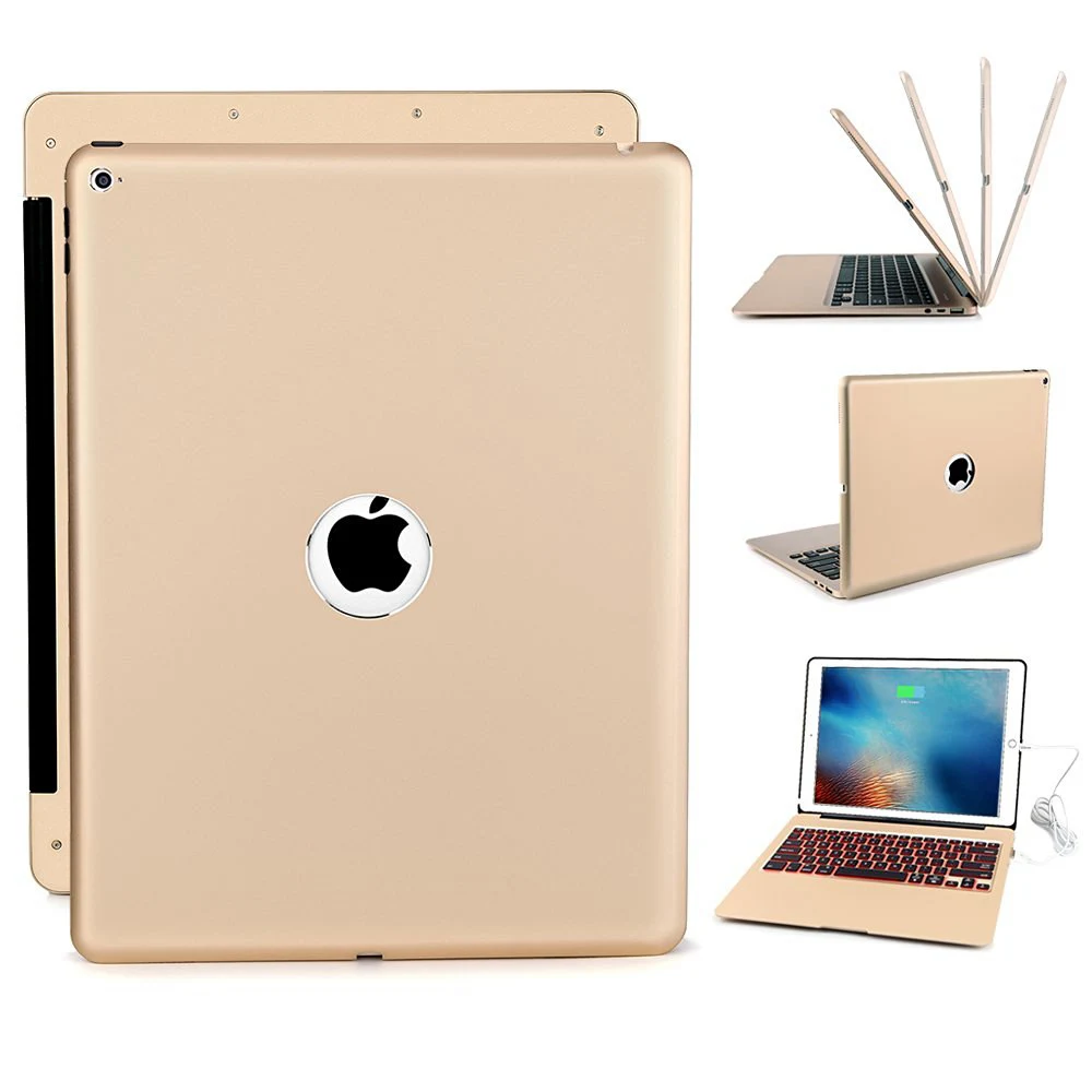 Slim Smart 7 Colors LED Backlit Backlight Aluminum Bluetooth Keyboard With Protective Clamshell Case Cover For iPad Pro 12.9
