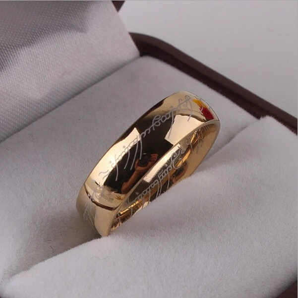 Кольцо LOTR для мужчин и женщин, обручальное кольцо желтого золота, кольцо с подвеской, ширина 6 мм, размер 6-11, Винтажное кольцо, подарок