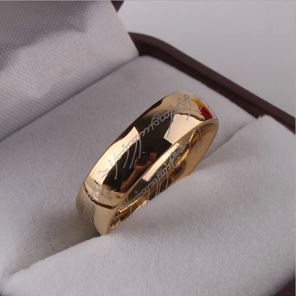 

LOTR of The ring Men Women Yellow Gold color Wedding Band Ring Pendant width 6mm Size 6-11 Vintage ring gift