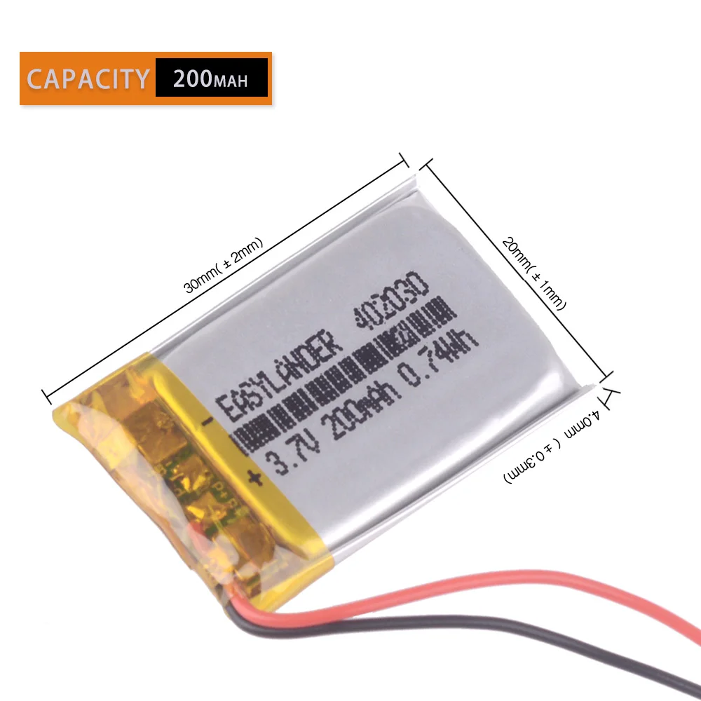 Фото 402030 200mAh 602030 300mah литий-полимерный литий-ионный аккумулятор для Mp3 наручных часов DVR GPS BH-214 BH-111 TWS Xiaomi Air2 №2