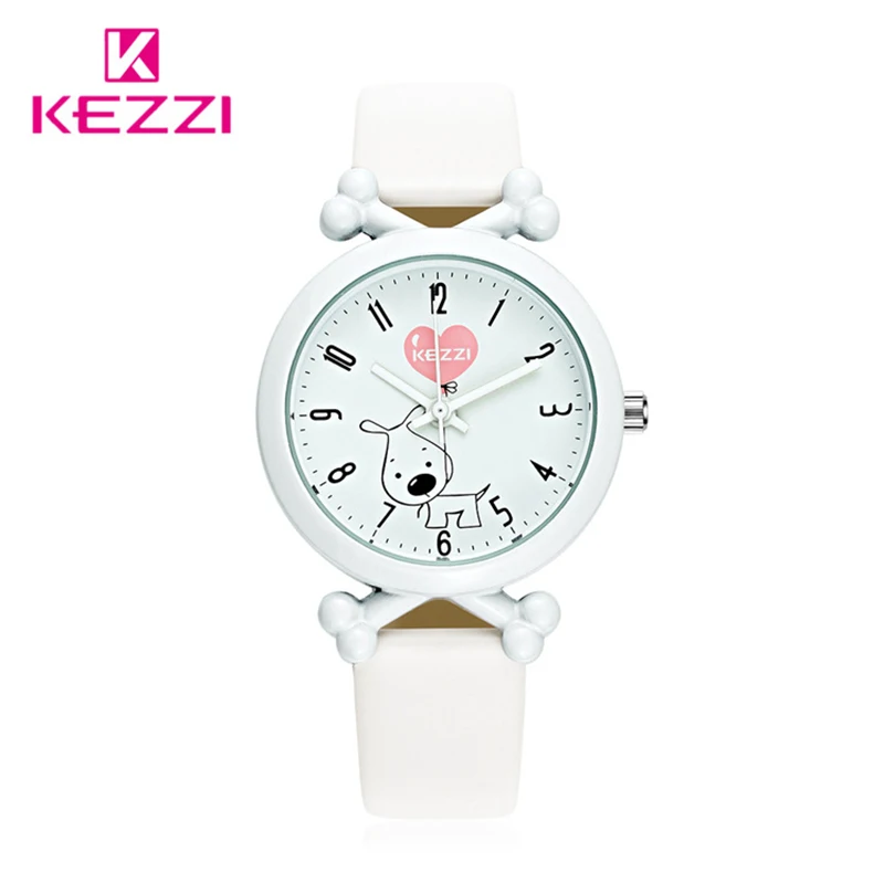 Kezzi Детские часы с мультяшной кожаной собакой, кварцевые часы, водонепроницаемые детские часы для мальчиков и девочек, студенческие наручные часы, montre enfant