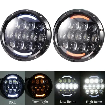 

Headlight 7" Inch LED Head Light Lamps H4/H13 Angel Eyes DRL Turn Signal For Lada 4x4 Urban Niva JK Land Rover Defender Hummer