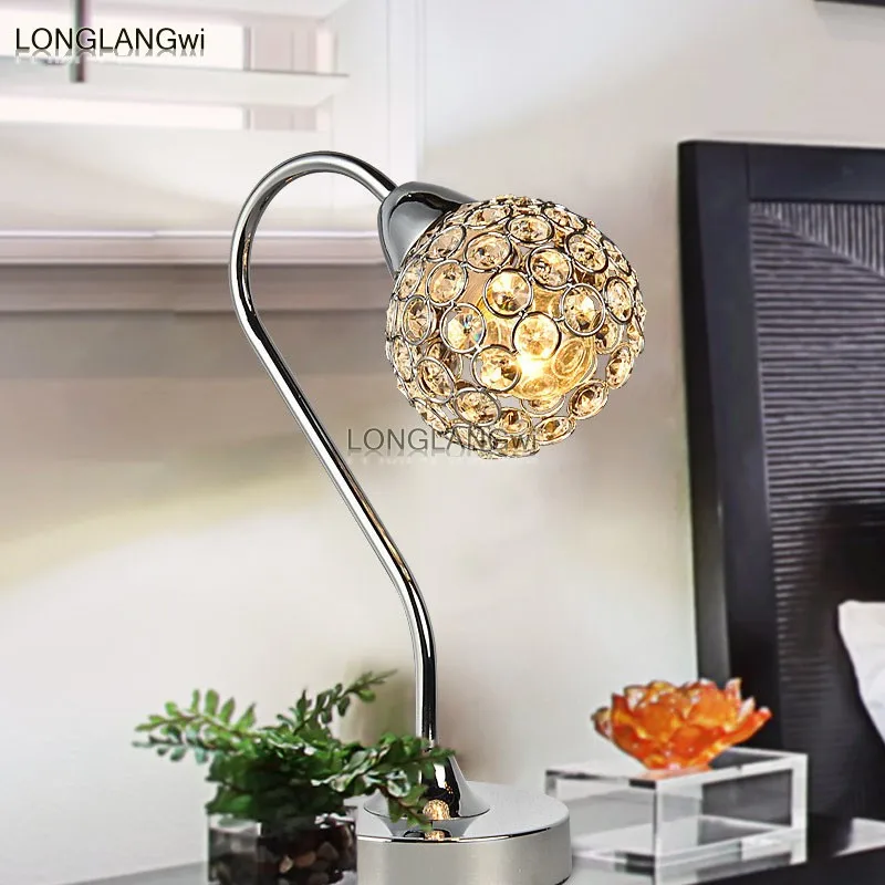 Современная K9 Хрустальная настольная лампа для дома, офиса, спальни, декорирование абажура, светильник E14