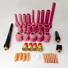 TIG Gas Lens KIT Exclusive Super Long Alumina Nozzle 1 pcs,Back Cap Collet Body Fit TIG Welding Torch SR WP9 20 25,40PK