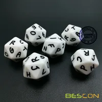 Bescon Alphabet Dice 20 Faces A-T Uppercase, 20 Sides Letter Dice, 3pcs Set 1
