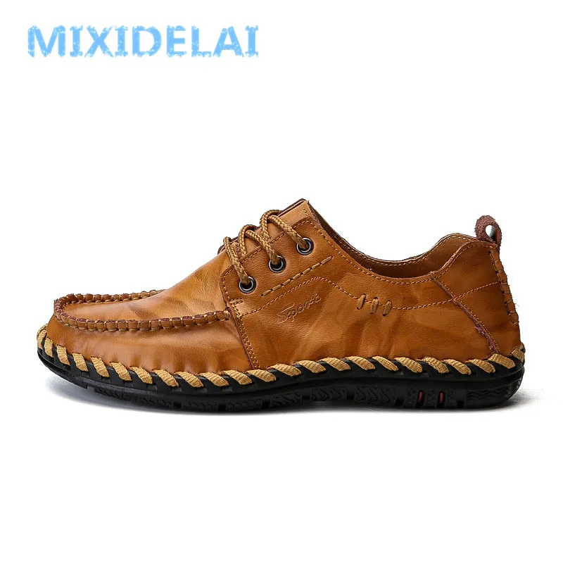 MIXIDELAI/Новые Роскошные мужские мокасины; брендовая мужская обувь; модная повседневная мужская обувь; мужская кожаная обувь на шнуровке; Дизайнерская кожаная обувь на плоской подошве