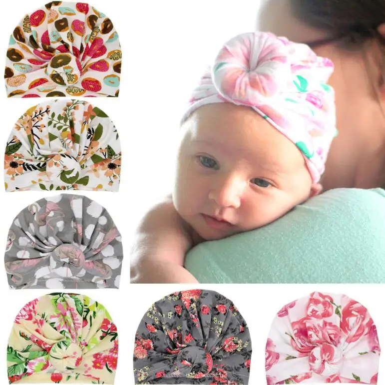 

Donut Baby Hats Newborn Toddlers Soft Turban Bow knot Cap Newborn Baby Toddler Kids Boy Girl Turbantes Para Be hair accessories