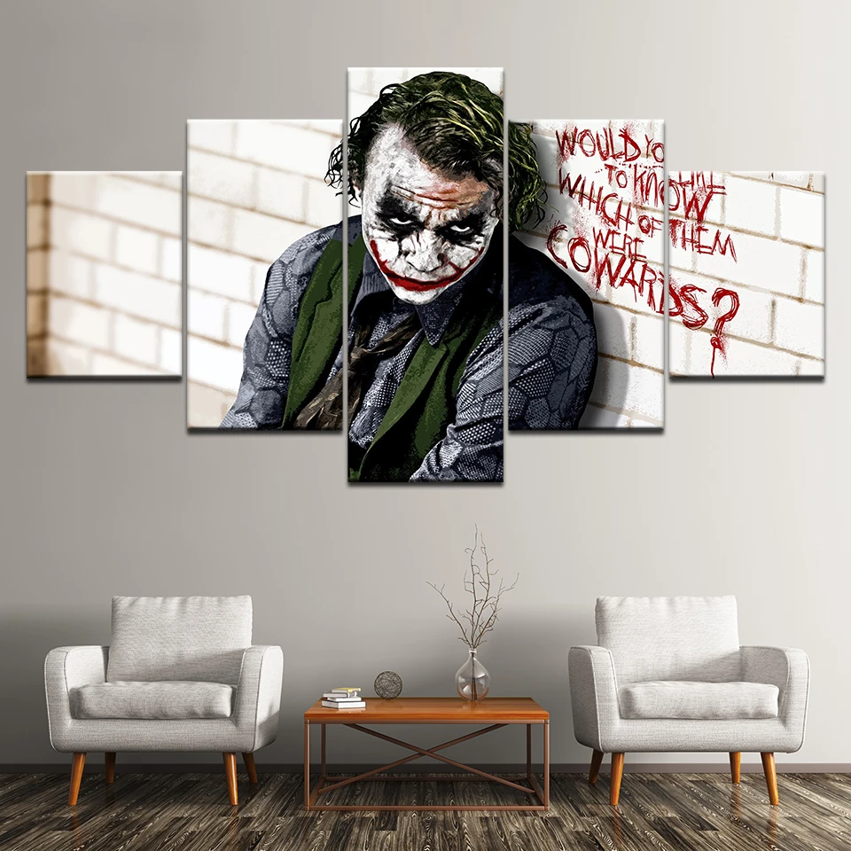 Home Decor Living Room Wall HD Print Art Pictures 5 Pieces Joker Dark