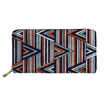 

THIKIN Ethnic-Style Pattern Women Clutch Holder Cash Purse Ladies Wallet Carteras Zipper PU Leather Large Capacity Purses Custom
