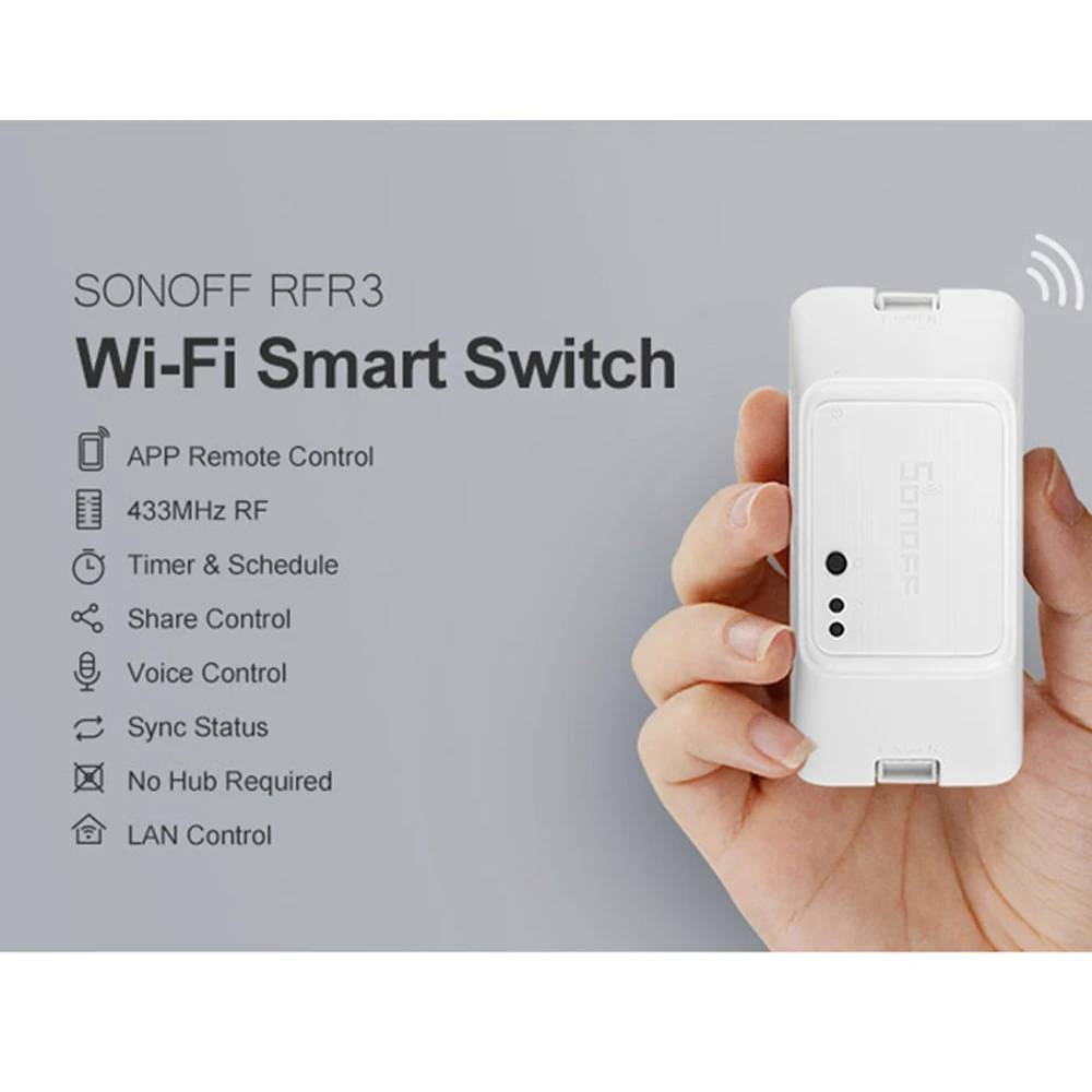 SONOFF RFR3 Интеллектуальный RF контроль RM 433 МГц переключатель wifi 100-240 В DIY Ewelink приложение Автоматизация работает с голосовым управлением дома