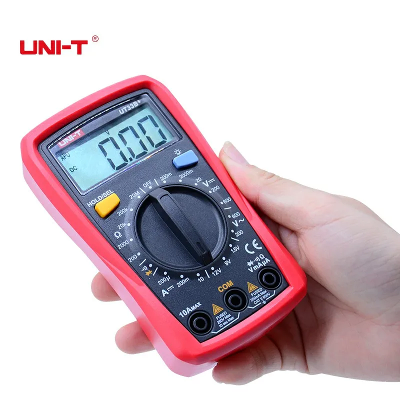 UNI T UT33B + цифровой мультиметр с ЖК дисплеем напряжение постоянного и переменного