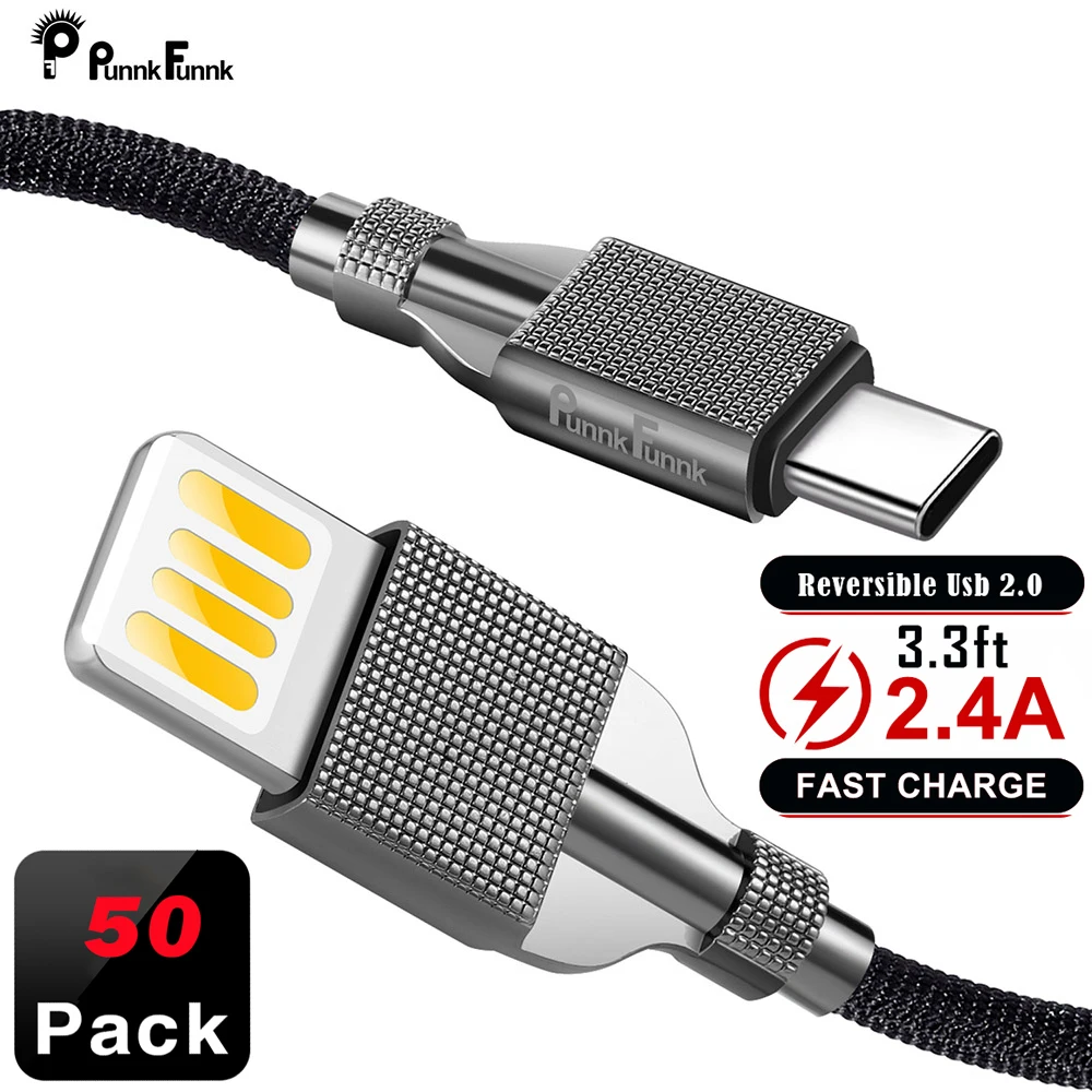 

Punnkfunnk 50Pack Reversible Type C Cable,data&Charger USB C Cable For samsung S10 S9 S8 note8 XiaoMi 5x 5C/4C 9 8 charger cable