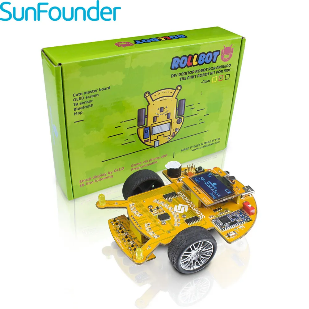 SunFounder SF-Rollbot Programming Smart Car Kit with Bluetooth Module Line Following Module for Kids & Adults Toy