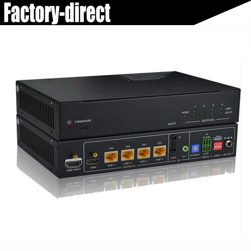 

4K HDBaseT splitter extender by cat5e/6 up to 70M with 4 HDBaseT plus 1 HDMI outputs(HDBase for TV (receivers is not included)