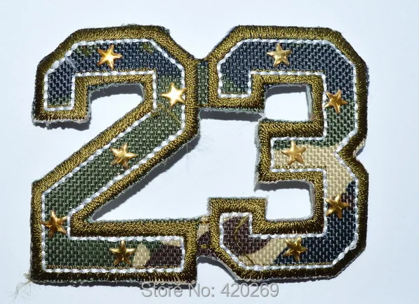 

HOT SALE! ~ Free Shipping ~ Gold Star 23 Iron On Patches, sew on patch,Appliques, Made of Cloth,100% Guaranteed Quality