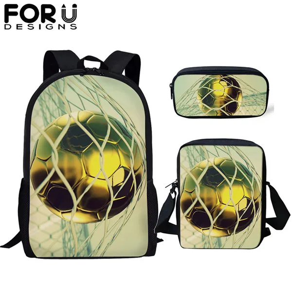 FORUDESIGNS/3 шт./компл. Повседневное школьные детские футбольные Футбол принт детский школьный рюкзак сумка-рюкзак для подростков мальчиков и девочек mochila - Цвет: HME704CEK