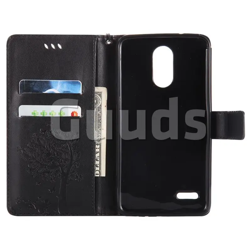 Embossing Butterfly Tree Leather Wallet Case for LG Stylo 3 Plus / Stylus 3 Plus - Black