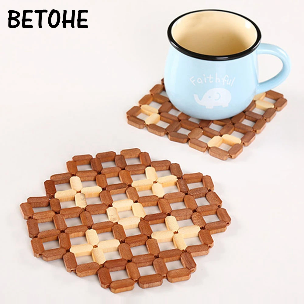 BETOHE 12.5*12.5cm Japanese bamboo mat ,insulation pad square table mat ,Natural bambooin Mats