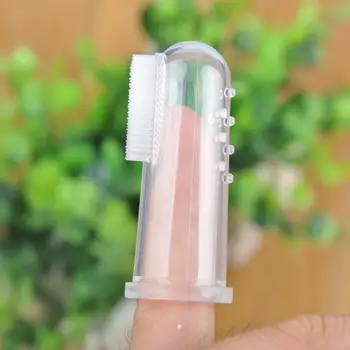 

Baby Finger Toothbrush Safety Silicone Tongue Coating Cleaning Brush Finger Sleeve Toothbrush