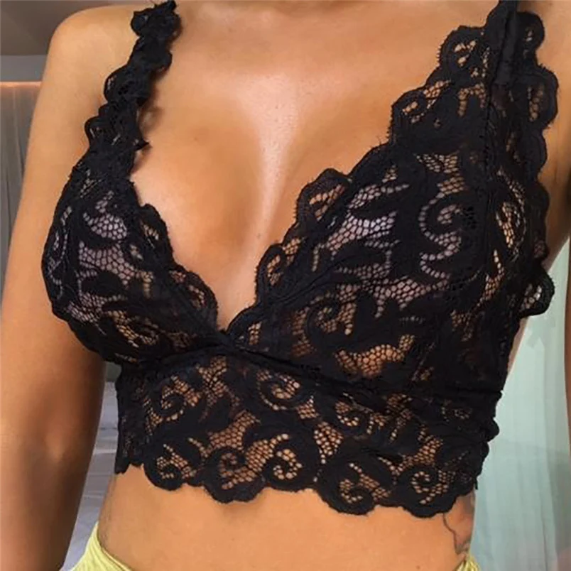 Fashion Women Lingerie Corset Sexy Lace Flowers Breathable Bralette Bralet Bra Mini Tank Cami Crop Underwear #J15 (6)