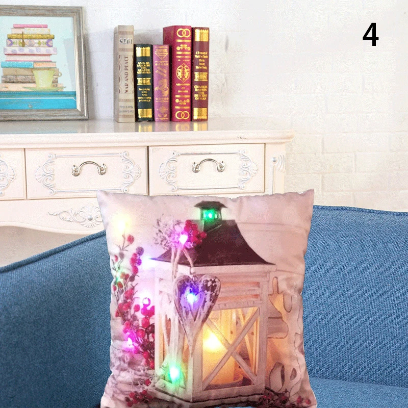 Светящаяся Рождественская Наволочка на подушку, светодиодный светильник, наволочки для дивана, дома, автомобиля, Рождественские декоративные наволочки с оленем, Санта Клаусом