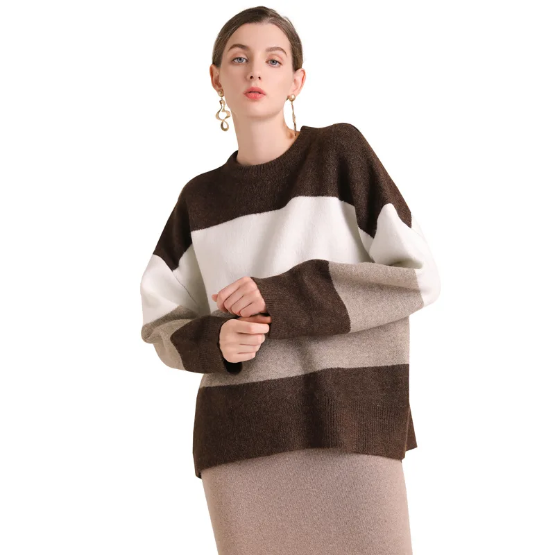 3 color patchwork elastic knit loose pullovers sweater 2018 new plus size long sleeve women autumn winter casual basic sweater