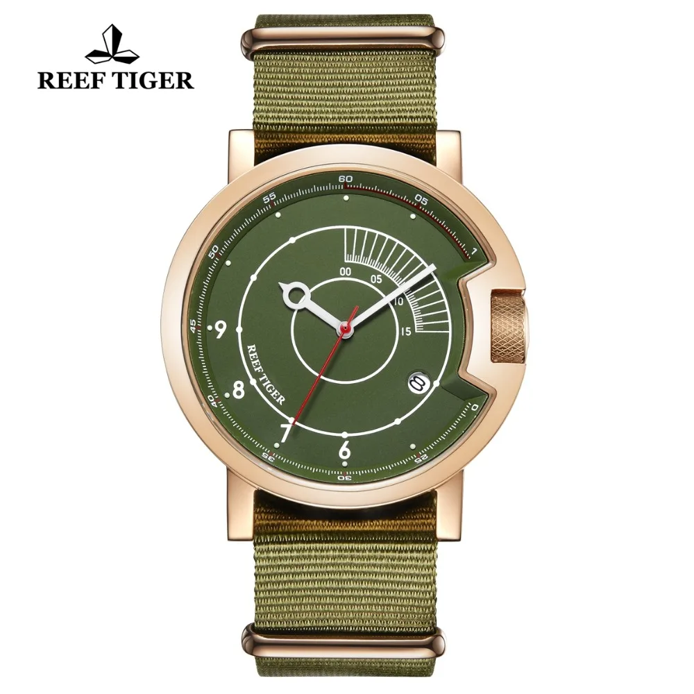 

Reef Tiger/RT 2020 New Fashion Sport Watch for Men Waterproof Green Watches Nylon Strap Luxury Brand reloj hombre RGA9035
