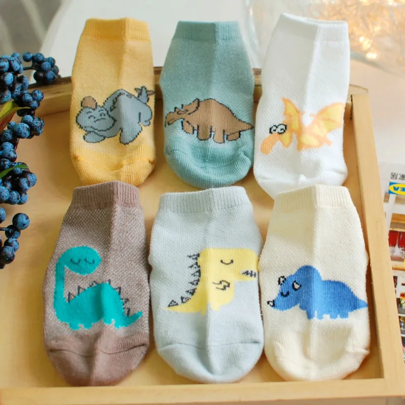 Buy 1Lot=6Pairs Baby Animal Socks Dinosaur Cotton Mesh