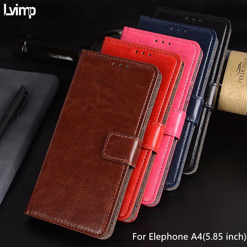 

For Elephone A4 Case Fundas Coque Vertical Flip Cover PU Leather Case for Elephone A4 Cover Phone Bag with Photo Frame Card Slot