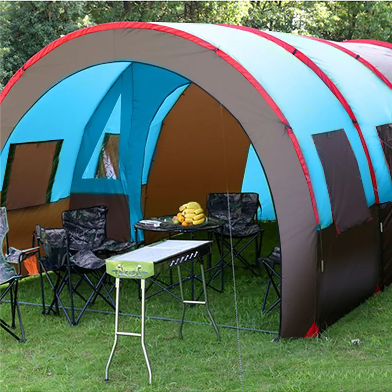 

New Arrival 8-10 People Waterproof Portable Travel Camping Hiking Double Layer Oxford Cloth High Strength Outdoor Tent