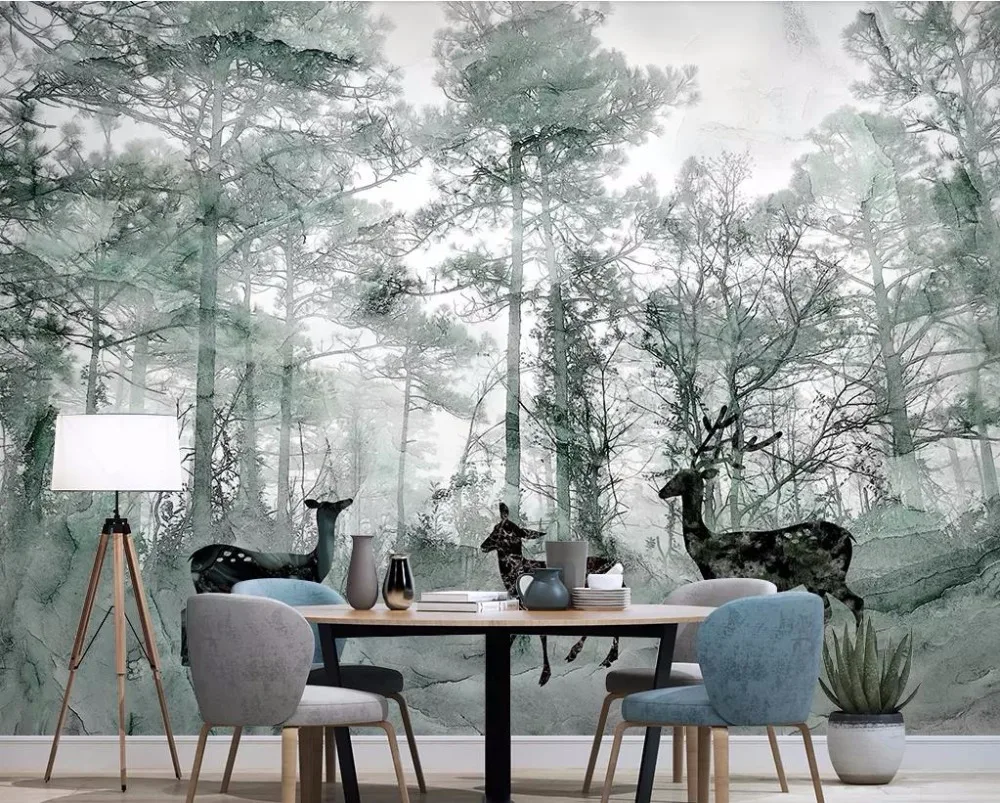 

3D Wall Murals Wallpaper Forest Landscape 3D Murals Wallpaper Living Room Home Hotel Office Study TV Background Papel De Parede