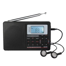 Мини MW/FM/SW стерео радио полосы мира Цифровая настройка радио ЖК-дисплей наружная сигнализация для помещений часы таймер сна Динамик для наушников