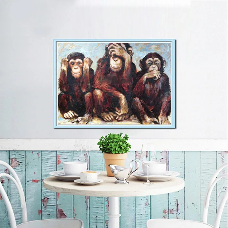 Full 5D DIY Full Square Diamond Painting Monkey Cross Stitch Diamond Embroidery Mosaic Animal Rhinestone Handmade (2)