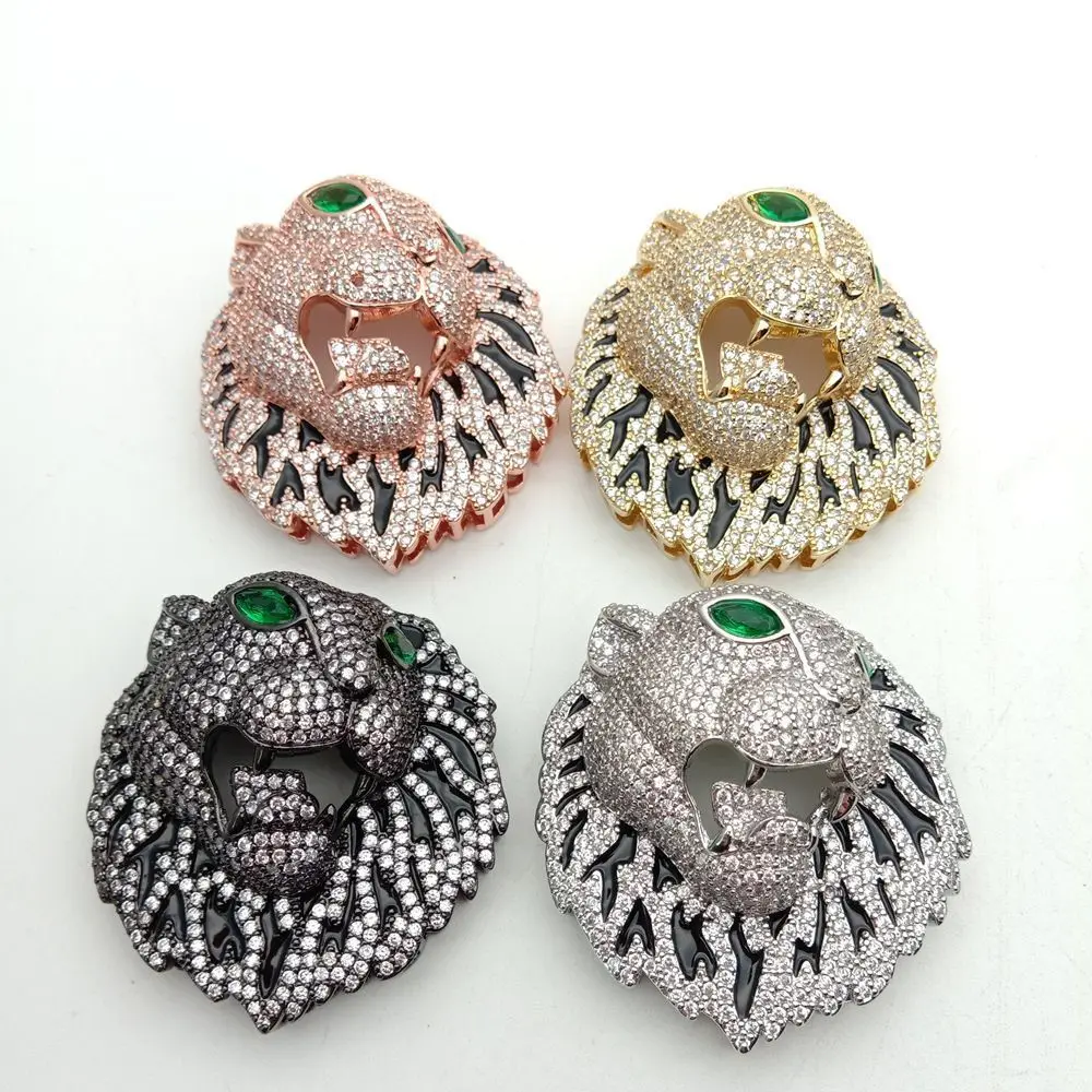 

40x50mm golden plated Cz micro Leopard head connector DIY Jewelry Findings