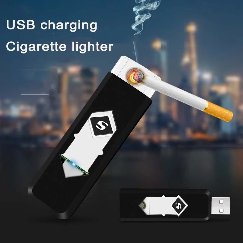 

Windproof USB Rechargeable Lighter Creative Cigarette Lighter Portable Pocket Lighters Smoking Accessories for Man Gifts