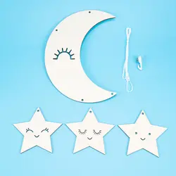 Скандинавские ресницы Луна Звезда деревянный подвесной орнамент детская комната украшения фотография Реквизит подарки на день рождения