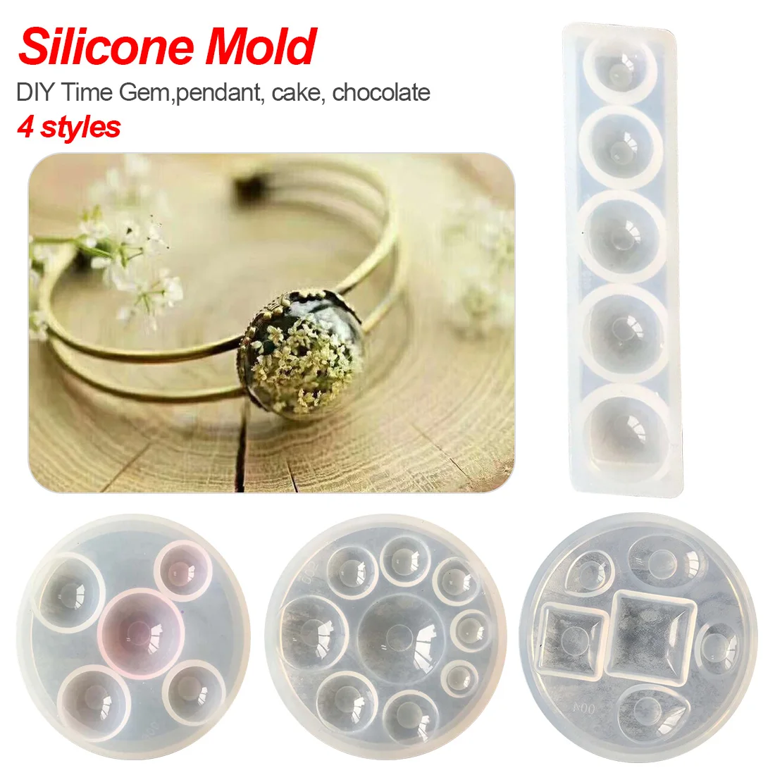 

1PC Water Crystal Glue Round Cabochon Circle Pendant Silicone UV Mold for Making Pedant Jewelry Exoxy Resin Molds Jewelry Tools