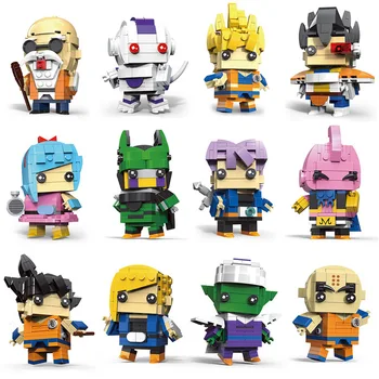 

12Pcs Cute Doll Dragon Ball Z Super Saiyan Goku Action Figure Toy Dragonball Z BrickHeadz Building Blocks Toys For Children
