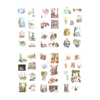 

6 PCS Cute Stickers Vintage Rest Time Theme Scrapbooking Bullet Journal Stickers Stationery Sticker Flakes Handmade Diary Seal