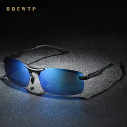 RBEWTP бренд 2018 солнцезащитные очки Для мужчин Полуободковые Поляризованные Вождения HD Ночное видение объектив солнцезащитные очки UV400 рама