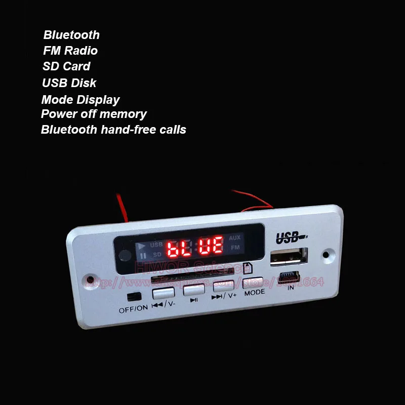 

1set/lot MP3 WAV Audio Decoder 3W + 3W Bluetooth Audio Player Power Amplifier Module Hand-free Calls White Panel