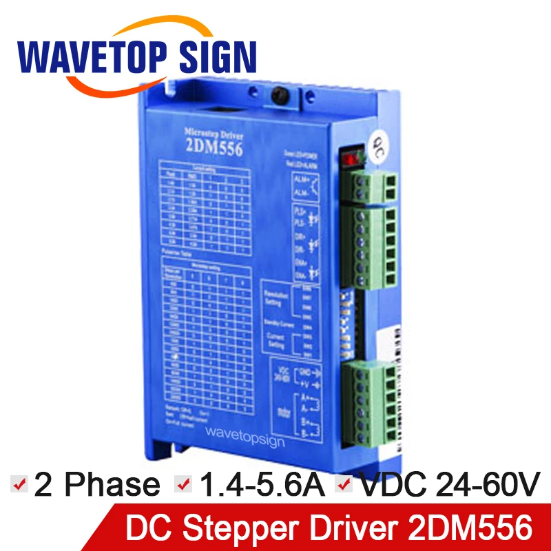 

JMC Digtial Stepper Motor Driver 2Phase 2DM556 250KHz RS232C 32bit DSP DC24-80V 5.6A for Engraving & Cutter Machine
