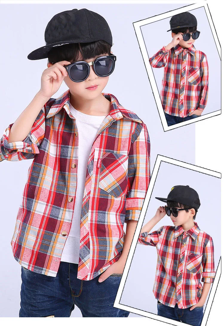 fashion child baby big boy shirt long sleeve spring 2018 plaid tops children school clothing cotton kids school shirts for boys blouses clothes 5 6 7 8 9 10 11 12 13 14 15 years little big teenage boys baby shirt teenage tops clothing (11)